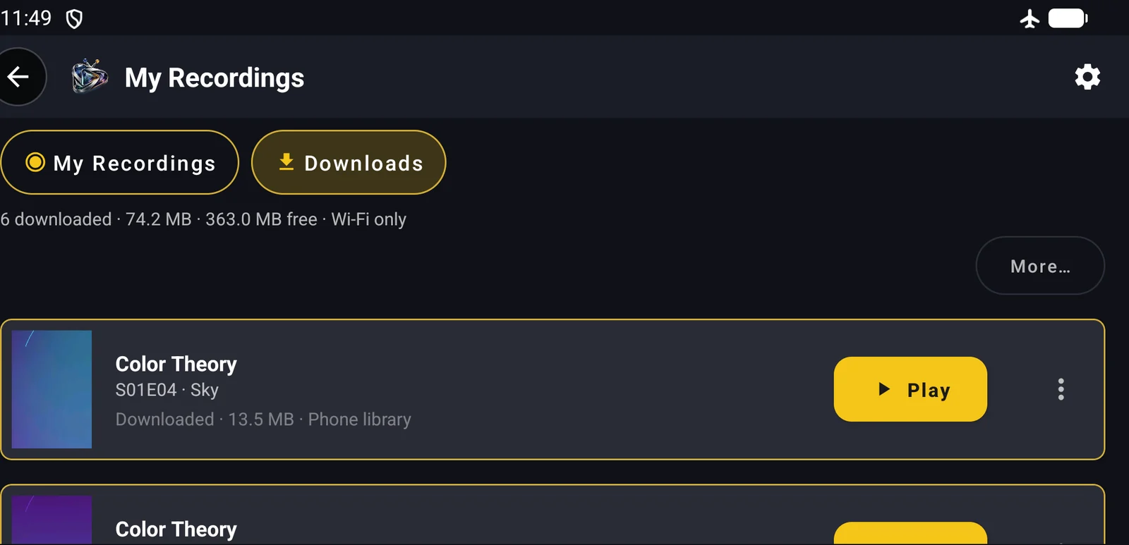 Downloads list playing offline with airplane mode on