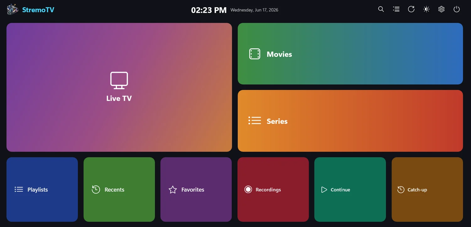 StremoTV home on Windows