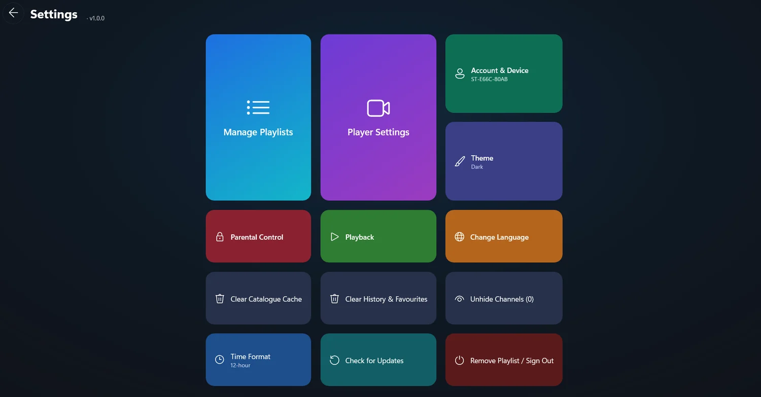 StremoTV settings on Windows